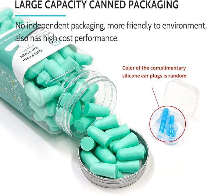 LYSIAN Ultra Soft Foam Earplugs for Sleep - 38dB Noise Cancelling Ear Plugs Perfect for Travel, Study & Quiet Rest - 60 Pairs Value Pack (Aqua)