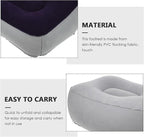 Garneck 2 Pcs Inflatable Foot Rest Pillow, PVC Flocking Travel Foot Cushion with Adjustable Air Pressure, Multi-use Stool for Outdoor, Airplane, Car (Grey Blue + Grey)