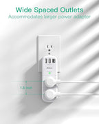 Outlet Extender with Rotating Plug, Mifaso Surge Protector 6 AC Multi Plug Wall Outlets and 3 USB Ports, 1800 Joules, 3-Sided Swivel Power Strip Spaced Splitter for Home, Travel, Dorm Room Essentials