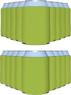 PartyPrints 100 Pack Olive Blank Can Cooler Sleeves, Customizable Bulk Insulated Foam for Beer, Collapsible Plain Drink Holder, Cold Soda Insulator, 12oz Regular, 16oz Tall Cans