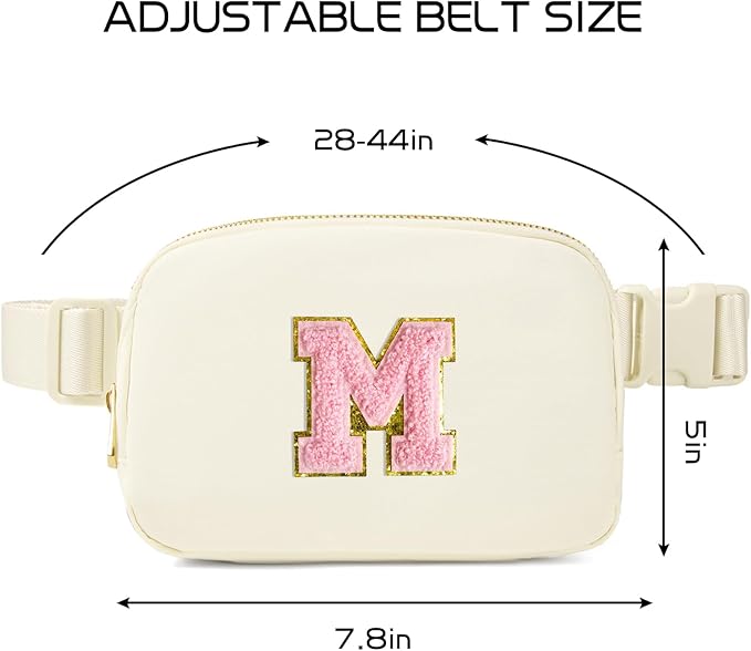 Gitus Personalized Gifts Birthday Gifts for Girls Fanny Pack Cross Body Bags with Initial Letter Preppy Stuff Gifts for Her Girlfriend Wife Sister Friends Mom (Ivory-M)