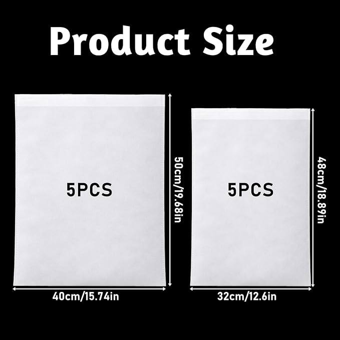 10 PCS White Non-Woven Shoe Storage Bags, Dust Bags for Purses, Travel Shoe Storage-Bag, Breathable Dust-proof Bag, Cloth Storage Pouch, Bag-Covers for Purse, Shoes (2 Sizes)