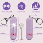Personal Safety Alarm - Waterproof Rechargeable Security Alarm - 140dB Extra Loud Siren & Strobe Light - Self Defense Keychain - Gift for Women, Teenagers, College Girls, Seniors(Wisteria)