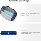 Hanke Small Travel Duffel Bag, Under Seat Carry On Personal Item Bag with 11 Pockets, Lightweight Water Resistant Foldable Weekender Bag with Trolley Sleeve for Travel Gym Daily Use（Blue）
