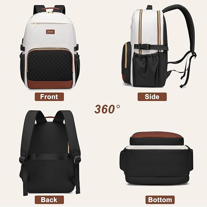 Focdod Laptop Backpack for Women Bookbag: 15.6 inch Work Backpacks with Pouch Pocket for Large Capacity Cup & USB Charger College Book Bag Travel Business Nurse Teacher Bookbags Anti-theft Back Pack