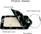 2 Pack Luggage Tags for Suitcases, PU Leather Bag Tag with Privacy Cover Address Card Travel Essentials-Bat Halloween
