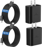 45W Super Fast Charger USB C Android Phone Type C Charger Fast Charging Block with 12FT Cord for Samsung Galaxy S26/S26 Ultra/S26+/S25 Ultra/S25/S24 Ultra/S24/S23 Ultra/S22/S21/S20/Note 10, Black