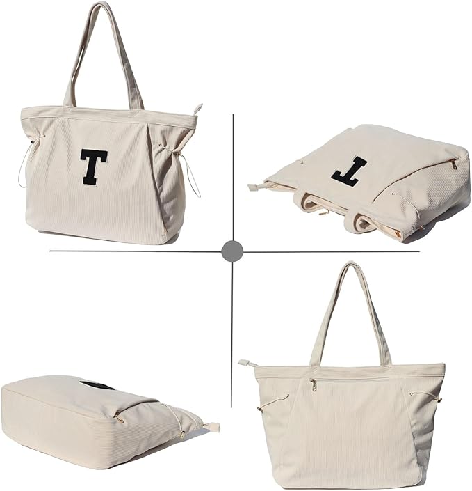 ESVAN Corduroy Yoga Tote Bag Gifts for Women Drawstring Yoga Mat Bag for Office Workout Travel Carryall Pilates Gym