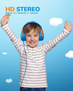awatrue 3PCS Kids Headphones for School Travel, 85/94dB Safe Volume Limit, 3.5mm Jack, HD Mic, Portable Wired Headphone with Shareport, Stereo Sound On-Ear Headphones for Toddler Kids Girls Boys