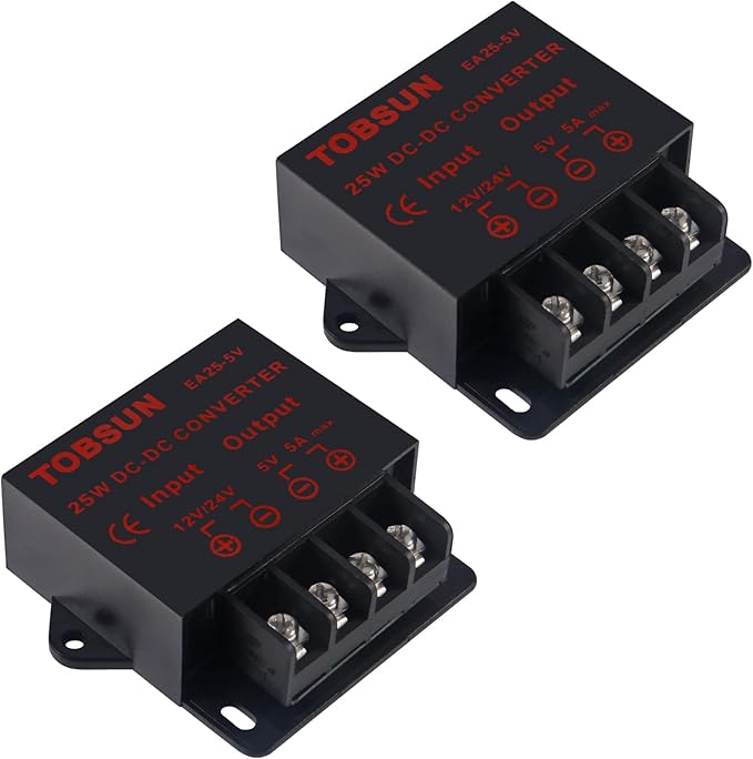 2-Pack Power Converter Regulator DC 12V 24V to 5V 5A 25W Regulated Power Supply Step Down Module Transformer