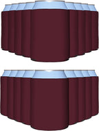 PartyPrints 25 Pack Burgundy Blank Can Cooler Sleeves, Customizable Bulk Insulated Foam for Beer, Collapsible Plain Drink Holder, Cold Soda Insulator, 12oz Regular, 16oz Tall Cans
