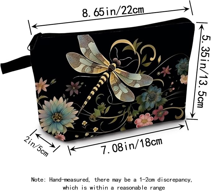 Dragonfly Print Women Makeup Bag Outdoor Portable Cosmetic Bag Toiletry Kit Travel Organizer
