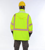 Hi Vis Safety Rain Jacket for Men Women Waterproof Breathable Rain Gears with Mesh Lining Black Bottom Lightweight Work Jacket (2XL/3XL)