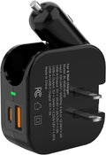 TRON Wall & Car Charger Travel Charging Station, 36W Dual USB-C & USB-A Fast Charger, Foldable for iPhone, iPad, Android, Earbuds – TR17