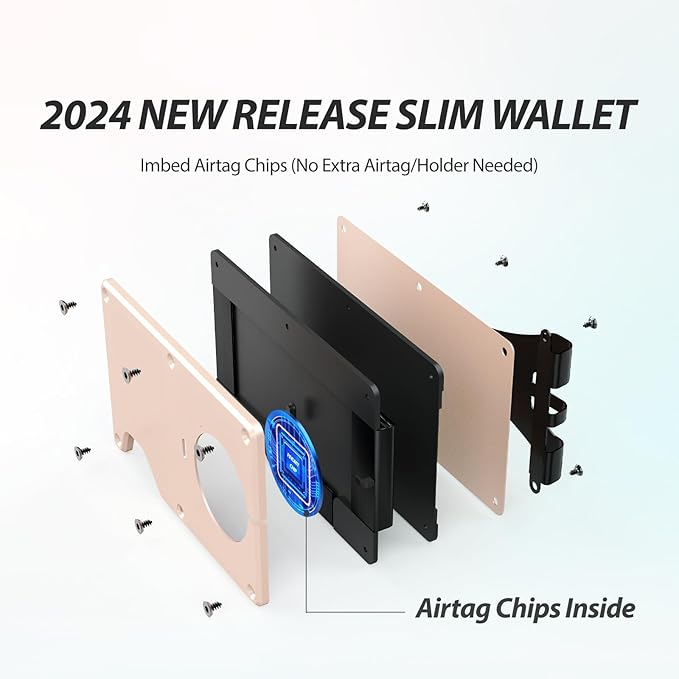 Air Wallet, Built-in Tracker Slim Wallet, Smart Wallet with Money Clip, Compatible with FindMy Network(iOS Only), Anti-Theft Card Holder, *Gift for Men (Tracker Wallet, khaki)