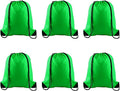 PLULON 6 Pcs Drawstring Bags Bulk Green Drawstring Backpack String Backpack Cinch Sack Sport Gym Bags for Yoga Traveling Outdoor Sports