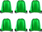 PLULON 6 Pcs Drawstring Bags Bulk Green Drawstring Backpack String Backpack Cinch Sack Sport Gym Bags for Yoga Traveling Outdoor Sports