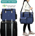 PetAmi Dog Travel Bag, Travel Pet Bag Organizer, Dog Food Travel Bag with Container Collapsible Bowls, Pet Travel Supplies Gift Accessories for Weekend Camping, Puppy Cat Diaper Bag, Navy Blue Large