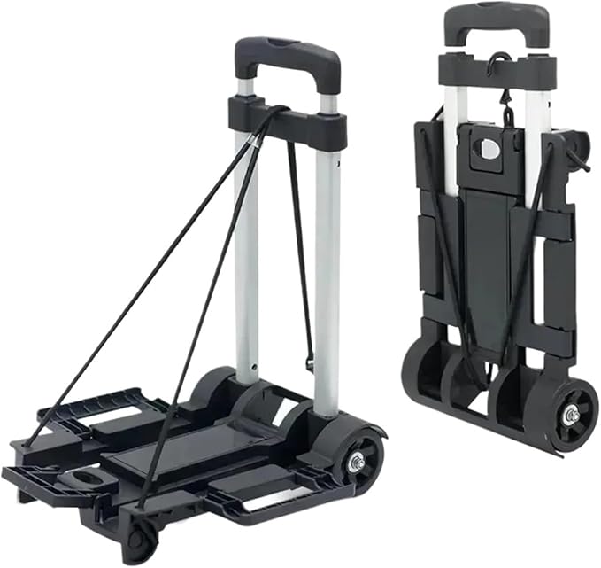 Portable Folding Hand Truck Barrow Cart Lightweight Trolley for Luggage Shopping and Household Use Compact Folding Utility Cart for Easy Transport