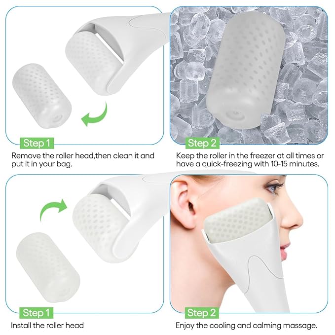 Fronnor Ice Roller for Face,Eyes,Facial Massager Tool,Soothing Skin Care Tool,Cooling Skincare Device for Puffiness,At-Home Spa Gift for Women(White)