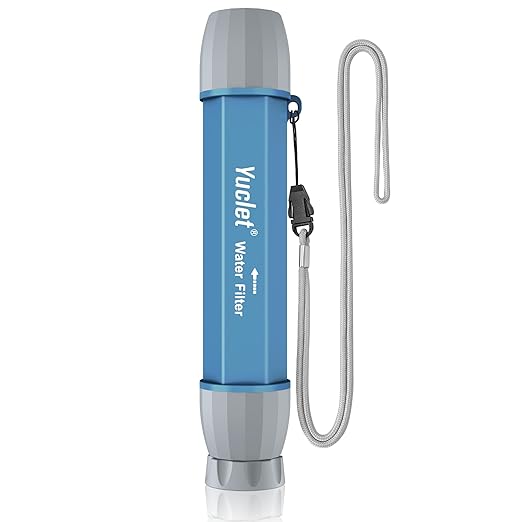 Yuclet YWF01 Personal Filter Straw for Drinking Survival, Portable Water Purifier Filtration System Survival Gear and Supplies for Camping, Hiking, Travel, and Emergency Preparedness, Pack of 1