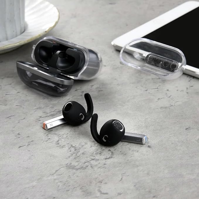 4 Pairs Galaxy Buds3 Ear Hook Cover Grip Tip Anti Slip Wing Accessories Compatible with Samsung Galaxy Buds 3, Black 804b4