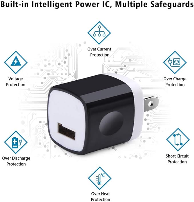Wall Adapter 10 Pack,UorMe 1A 5V Single Port Charger Power USB Plug Charging Cube Block Box Compatible iPhone 14 13 12 SE 11, Galaxy S23 Ultra S22 S21 FE S10e S9 A13 A03s A71 A51 Note20 Google 8A 7A