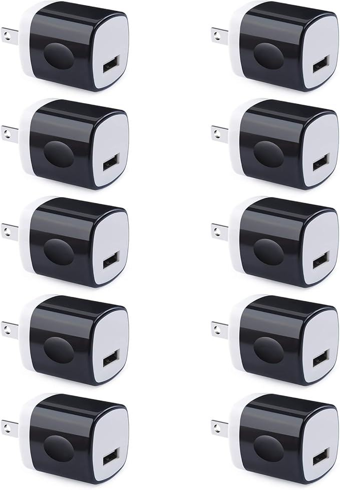 Wall Adapter 10 Pack,UorMe 1A 5V Single Port Charger Power USB Plug Charging Cube Block Box Compatible iPhone 14 13 12 SE 11, Galaxy S23 Ultra S22 S21 FE S10e S9 A13 A03s A71 A51 Note20 Google 8A 7A