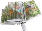 Chesoon Clear Folding Umbrella with Windproof Surface Automatic Opened Compact Design 8 Fiberglass Ribs for Girls/Women