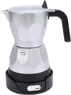 Electric Mocha Pot, 3 Cup Aluminum Machine Portable Electric Italian Cuban Coffee Maker with Detachable Base, Mocha Maker for Home Travel Office (Silver)
