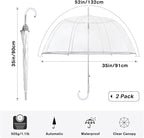 G4Free 52 inch Clear Bubble Umbrella, Large Canopy Transparent Dome Coverage Stick Umbrella, J Hook Handle European Style for Weddings,Prom,Graduation and Outdoor Events