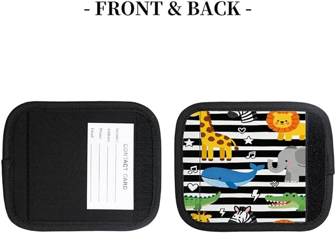 2 Pack Luggage Handle Wrap with Travel Tags - Non-Slip Protective Cover Soft Handle Grips Covers for Suitcase(Crocodile Elephant Whale)