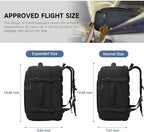 Gieury Carry On Backpack, 50L Travel Backpack, Luggage Backpack TSA Flight Approved Laptop Backpack for Men & Women, Large Expandable 40L Daypack Lightweight Business Weekender Bag, Black
