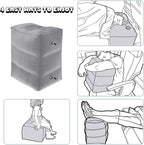 Travel Foot Rest Pillow, Portable Inflatable with Double Hand Pump Adjustable Three Layers Height Pillow for Foot Rest on Airplanes,Cars,Buses,Trains,Office to Sleep on Long Trip