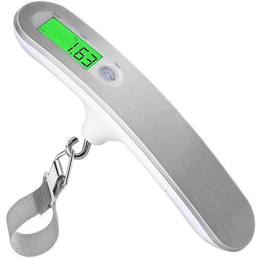 Digital Luggage Scale, 110lbs/50kg Portable Handheld Baggage Weight Checker with Backlit LCD Display, Travel Essentials Accessories for Suitcases, Postal & Fishing