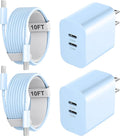 Fast Charger for Phone 17 16 15 Pro Max Charger, 20W Dual Port USB C Fast Charger Block with 10FT Long USB C to C Charging Cable Cord for Phone 17 16 15 Pro Max/17 16 15 Pro/15/15 Plus,Pad Pro