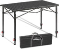 Join Nature Portable Outdoor Adjustable Height Camping Table, Large for 2-6 Person, Foldable Roll-up Aluminum Camp Table with Carry Bag for Picnic, Camp, Sturdy, Stable, Loads 220 Lbs (Black)