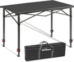 Join Nature Portable Outdoor Adjustable Height Camping Table, Large for 2-6 Person, Foldable Roll-up Aluminum Camp Table with Carry Bag for Picnic, Camp, Sturdy, Stable, Loads 220 Lbs (Black)