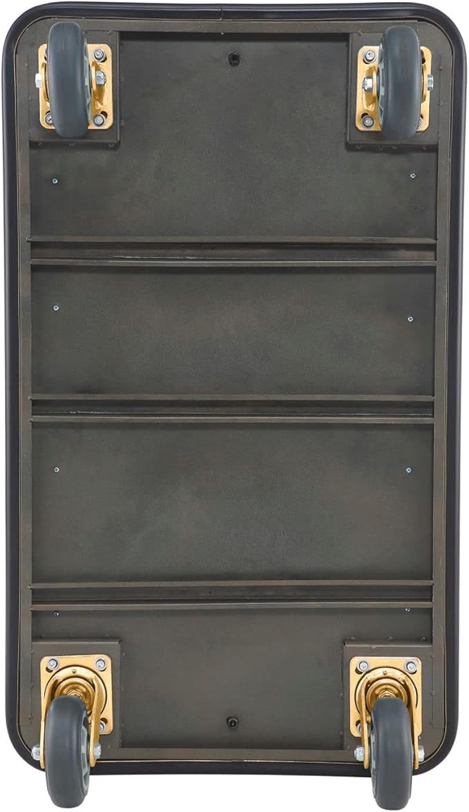 Global Industrial Gold Stainless Steel Bellman Cart Curved Uprights 6" Rubber Casters, 41-1/4"L x 24" W x 73" H, Hotel Luggage Cart for Commercial Use, Condos, Resorts
