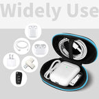 for Earbuds Carrying Case, 2Pack, Red+Blue Small Oval Storage Cases, Portable Storage Earbud Pouch Bag for Earbuds, in-Ear Headphones, Earphones, Headsets, USB Charging Cable