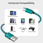 Basesailor for iPhone 17 16 Pro Max Charger Cord,USB to USB C Cable,Type C Charging Power Cord for Apple 17e 15 iPad 10 Air 4 5,Samsung Galaxy S26 S25 S24 S23,Green,3Pack 1.5/3.3/6.6FT(0.5/1/2M)