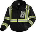 Hi Vis Rain Jackets, Reflective Safety Jacket with Pockets for Men& Women, Construction Coats for Cold Weather, Waterproof Rain Gear, Class 3, Black with Bottom, 4XL