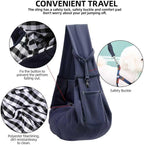 Dog Carrier Sling - Reversible Puppy Carrier Purse with Storage Pocket, Hand-Free Dog Sling Carrier for Carry Small Dogs and Cats, Travel Safety Harness, Dog and Cat Harness (Dark Blue)