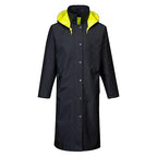 Portwest UH447 Waterproof Reversible Raincoat Hi Vis Reflective Long Safety Rain Jacket Yellow/Black, 5X-Large