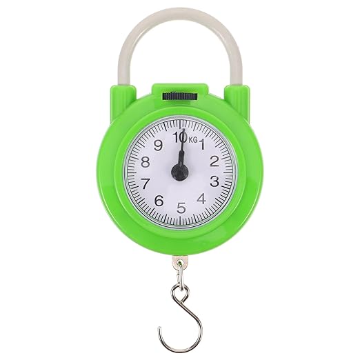 Generic Portable Manual Spring Scale Luggage Scale with Hook High Precision Small Travel Suitcase in Fluorescent Green for Home and Travel Use