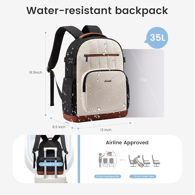 LOVEVOOK Laptop Backpack for Women with Giant Tumbler Holder Pocket,17 Inch Puffer Travel College Work Backpack Purse for Teacher Nurse,Waterproof Laptop Bag Computer Back Pack Daypack,White-Khaki