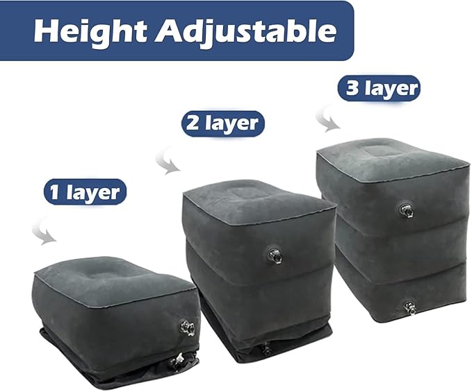 Mediss Inflatable Foot Rest Pillow, Leg Elevation Stool for Office Desk, Car, Chair, Airplane Travel Bedridden Elderly, Height Adjustable(15"×11"×14.5")