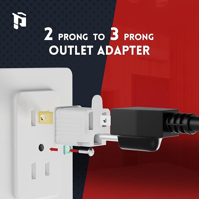 PLUGTUL 3 Prong to 2 Prong Outlet Adapter, Polarized Grounded Outlet Converter, Wall Outlet Plug for Household, Workshops, ETL Listed, 4-Pack, White