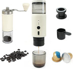HAWOK Portable Espresso Coffee Machine & Manual Coffee Grinder Set, 80ml Water Tank, for Camping, Hiking, RV, Office, Home & Car