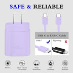 Type C Charger, 2-Pack 25W Type C Fast Charging Block with 6ft USB C Charger Cable Compatible with Galaxy S23 Ultra/S23+/S22/S21/S20/Phone 16/16 Plus/16 Pro Max/15/15 Pro Max/15 Plus-Purple